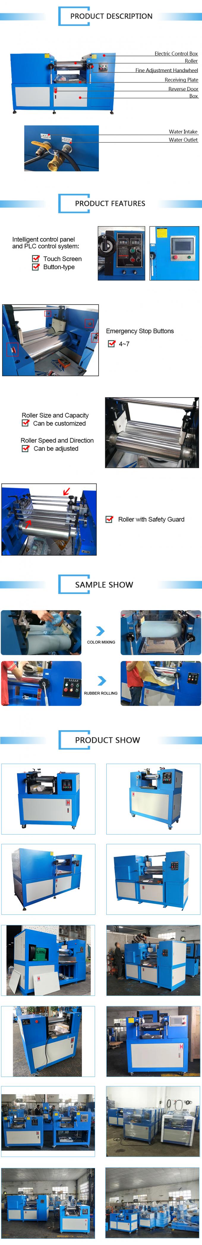 Blue Color Rubber Testing Machine / Lab Two Roll Mill 160Ã350mm industrial equipment